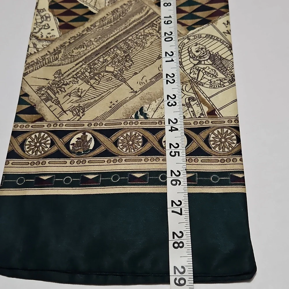 Mackintosh New England Vintage Map Print Scarf - Cream Green and Brown 7.5x60 - Picture 6 of 8